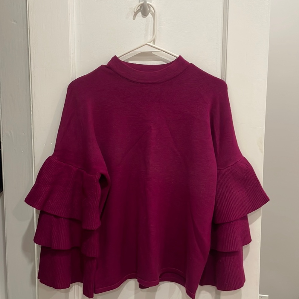 Fuschia Ruffle Sleeve Jumper